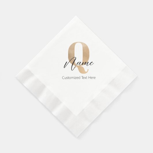 Moderne Monogram Beginletter Q & Naam Persoonlijk Servet (Hoek)