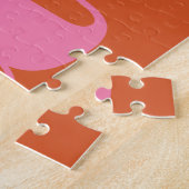 Moderne monogram beginletter roze en oranje legpuzzel (Zijkant)