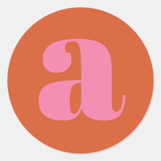 Moderne Monogram Beginletter Roze en Oranje Ronde Sticker (Voorkant)
