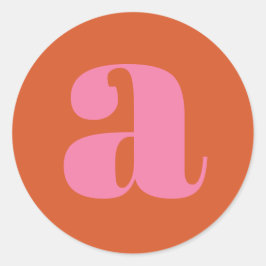Moderne Monogram Beginletter Roze en Oranje  Ronde Sticker