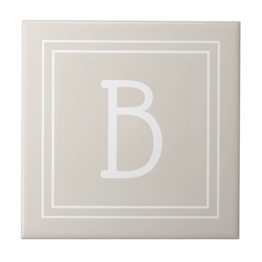 Moderne Monogram Beginletter Sjabloon Tan Bruin Tegeltje (Voorkant)