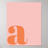 Moderne Monogram Beginletter Zacht Roze Oranje  Poster (Voorkant)