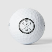Moderne Monogram Beginletters Zwart en Wit Golfballen (Voorkant)
