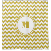 Moderne Monogram Beige Chevron Strepen Douchegordijn (Voorkant)