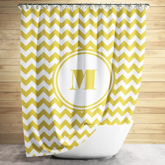 Moderne Monogram Beige Chevron Strepen Douchegordijn