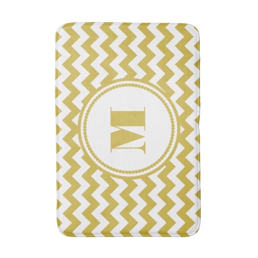 Moderne Monogram Beige Chevron Stripes Badmat (Voorkant Verticaal)