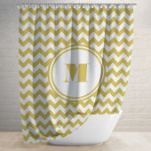 Moderne Monogram Beige Chevron Stripes Douchegordijn