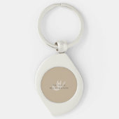 Moderne monogram beige grijs Eenvoudige legante na Sleutelhanger (Voorkant)