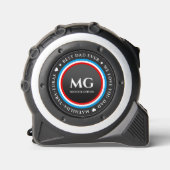 Moderne Monogram Beste Papa Ooit Rood Wit Blauw Rolmaat (Voorkant)