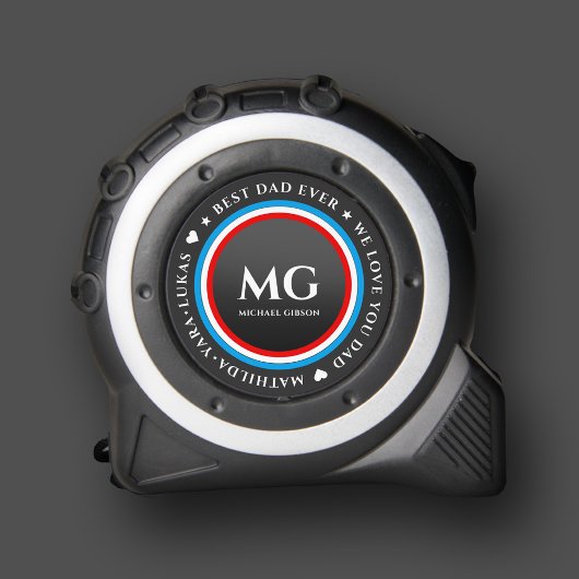 Moderne Monogram Beste Papa Ooit Rood Wit Blauw Rolmaat
