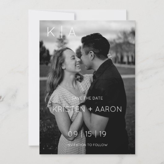 Moderne monogram Bewaar de datum Save The Date (Voorkant)