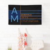 Moderne Monogram & Bewerkbare Vormen & Kleuren Spandoek (Insitu)