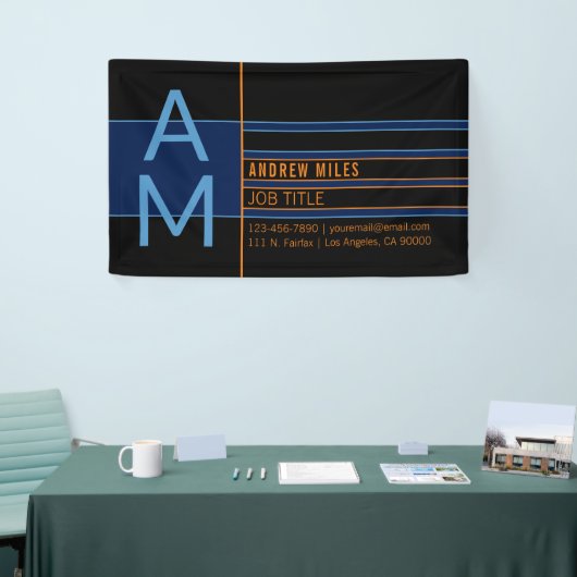 Moderne Monogram & Bewerkbare Vormen & Kleuren Spandoek (Beurs)