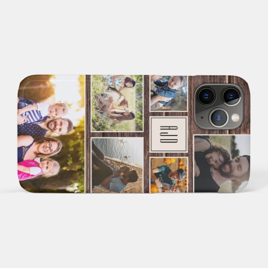 Moderne monogram bijtende familie fotocollage Case-Mate iPhone case (Achterkant (horizontaal))