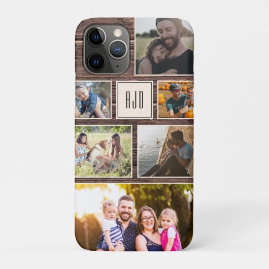 Moderne monogram bijtende familie fotocollage Case-Mate iPhone case (Achterkant)