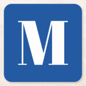 Moderne monogram blauw, aangepast initiaal letter kartonnen onderzetters (Voorkant)