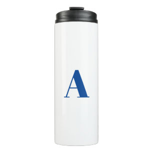 Moderne monogram blauw, aangepast initiaal letter thermosbeker