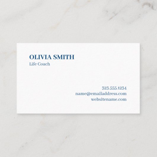 Moderne monogram blauw op wit poka dot patroon visitekaartje (Achterkant)