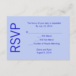 Moderne monogram - blauw RSVP kaartje