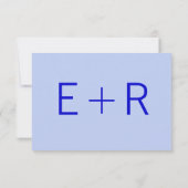 Moderne monogram - blauw RSVP kaartje (Achterkant)