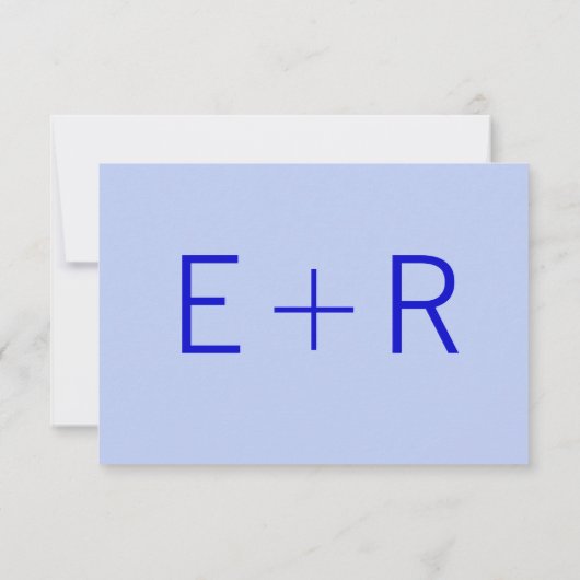 Moderne monogram - blauw RSVP kaartje (Achterkant)