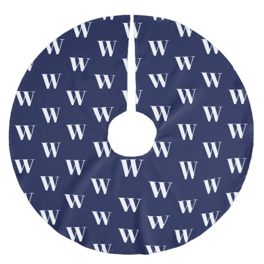 Moderne monogram blauw wit initiaal kerstboom rok (Voorkant)