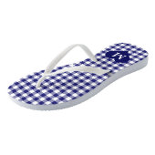 Moderne Monogram Blauwe Geruite Teenslippers (Schuin)