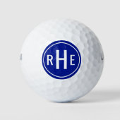 Moderne Monogram Blauwe Golfballen (Voorkant)