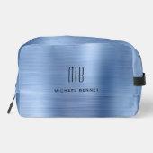 Moderne Monogram Blauwe Toilettasje (Achterkant)