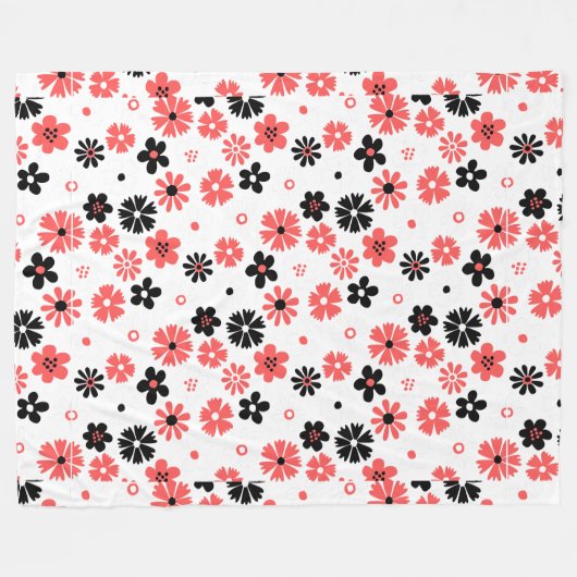 Moderne Monogram Bloemen Fleece Deken (Voorkant (Horizontaal))