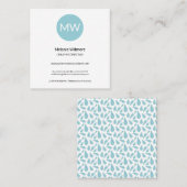 Moderne Monogram Blue Water Druppels Visitekaartje (Voorkant / Achterkant)