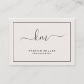 Moderne Monogram Blush en Grijze Sociale Media Visitekaartje (Voorkant)