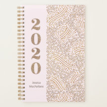 Moderne Monogram Blush Pink Gold Confetti 2020 jaa