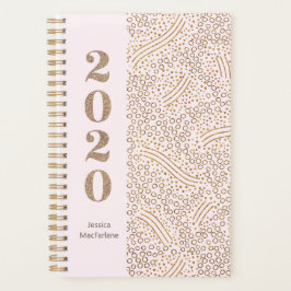 Moderne Monogram Blush Pink Gold Confetti 2020 jaa Planner