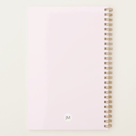 Moderne Monogram Blush Pink Gold Confetti 2020 jaa Planner (Achterkant)