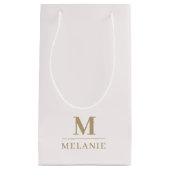 Moderne Monogram Blush Roze Gouden Gift Bag Klein Cadeauzakje (Voorkant)