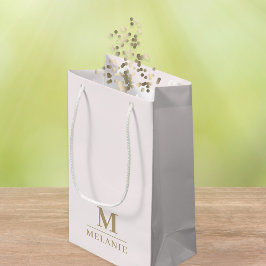 Moderne Monogram Blush Roze Gouden Gift Bag Klein Cadeauzakje