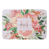 Moderne Monogram Blush Roze Lente Bloem Bloemen Badmat (Voorkant)