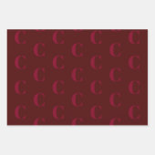 Moderne monogram bogundy initiaal inpakpapier vel (Voorkant 3)