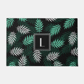 Moderne Monogram Botanische Bladeren Patroon Deurmat (Voorkant)