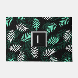 Moderne Monogram Botanische Bladeren Patroon Deurmat