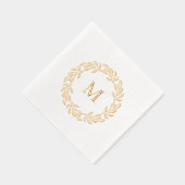 Moderne Monogram Botanische Bladkrans Folie Servetten (Rechts)