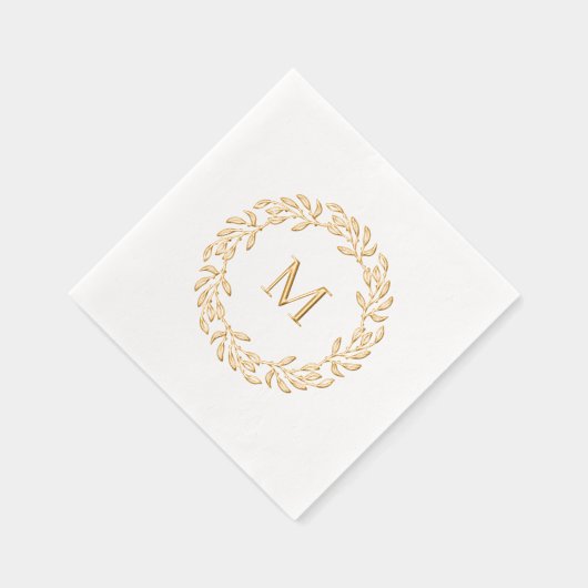 Moderne Monogram Botanische Bladkrans Folie Servetten (Rechts)