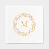 Moderne Monogram Botanische Bladkrans Folie Servetten (Voorkant)