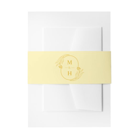 Moderne Monogram Boter Geel Bruiloft Uitnodigingen Wikkel (Voorkant Voorbeeld)