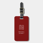 Moderne Monogram Bourgondië  Bagagelabel (Voorkant verticaal)