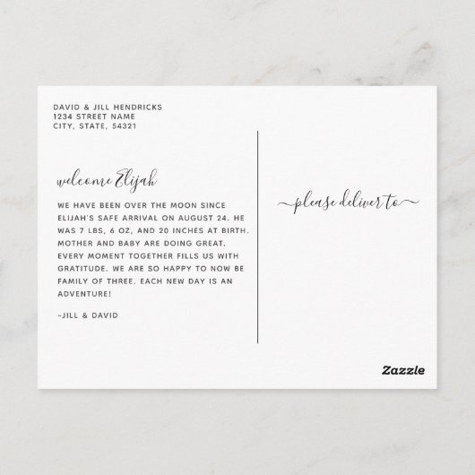 Moderne monogram Briefkaart ter bekendmaking van g (Achterkant)