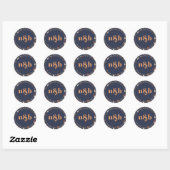 Moderne monogram bruiloft Envelope Seal Ronde Sticker (Vel)