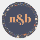 Moderne monogram bruiloft Envelope Seal Ronde Sticker (Voorkant)