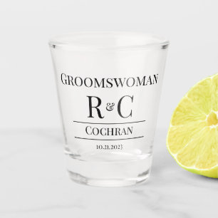Moderne Monogram Bruiloft Groomswoman Favor Gift Shot Glas